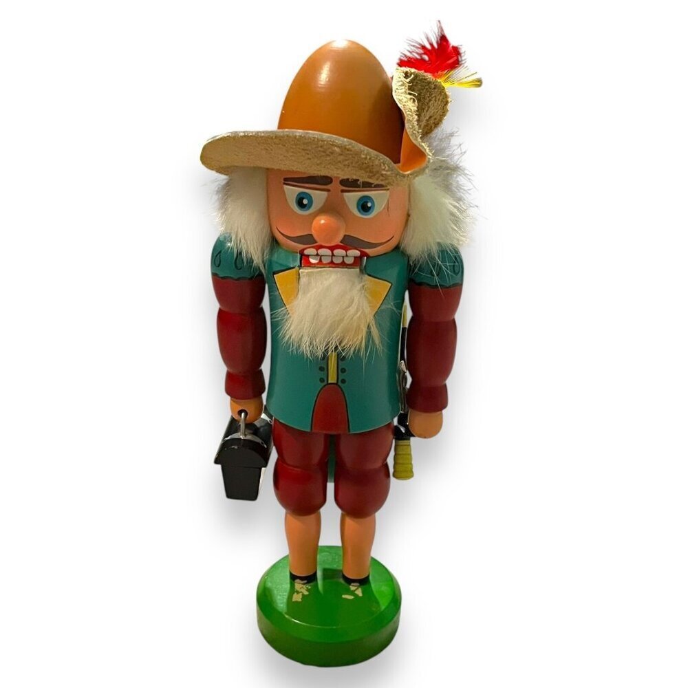 Nutcracker Musketeer w/Sword Leather Hat Feather NO FEET wooden Christmas Decor